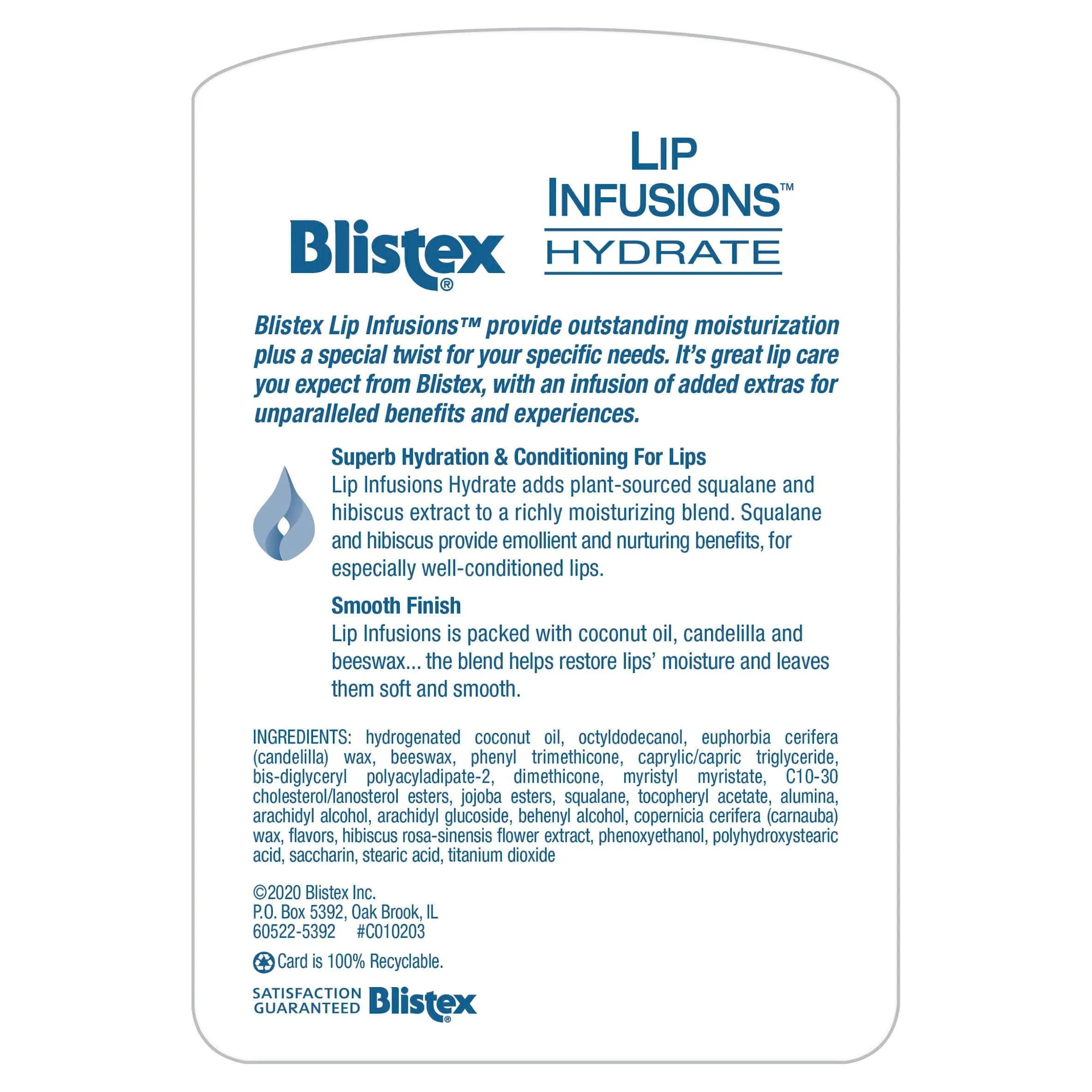 Blistex Lip Infusions Hydrate Quenching Lip Moisturizer, 0.13 Ounce, One Count