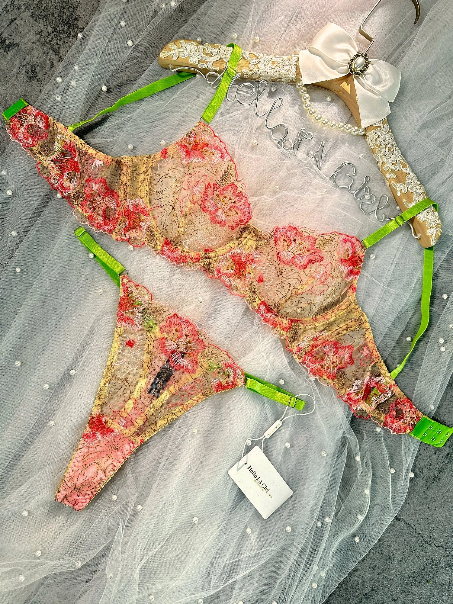Colorful Floral Lingerie Set