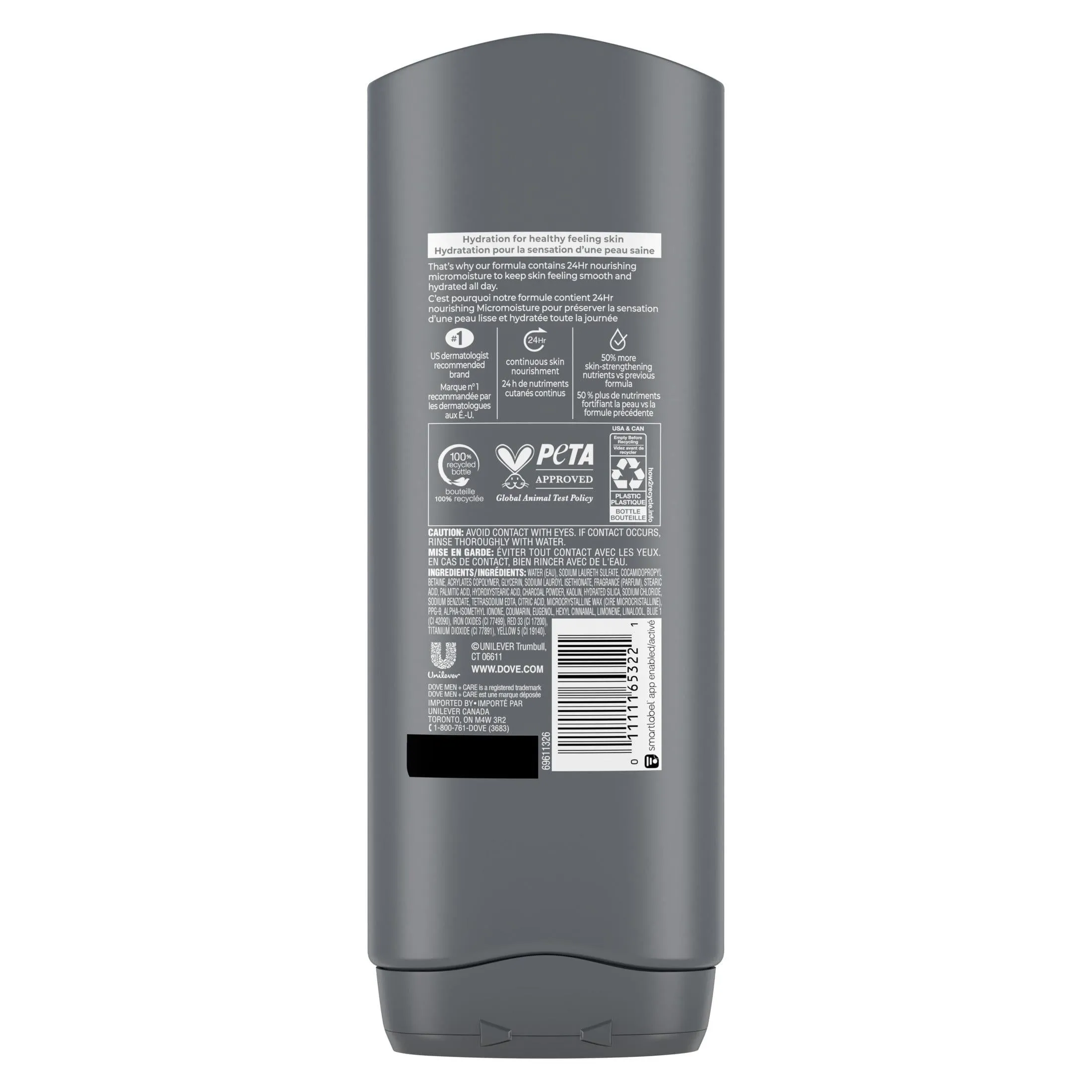 Dove Men Care Purifying Hydrating Face and Body Wash, Charcoal and Clay, 18 fl oz