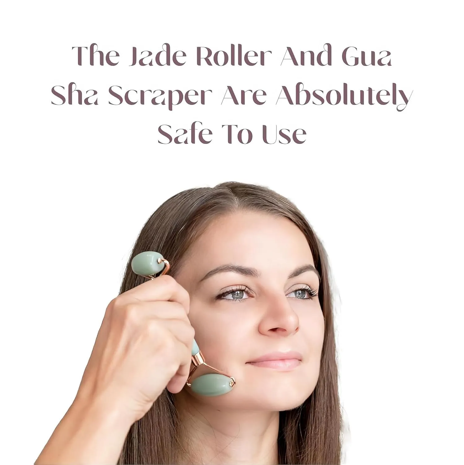 Facial Massager Jade Roller & Gua Sha Tool Natural Himalayan Stone for Face Neck Healing Skin Wrinkles & Serum Application