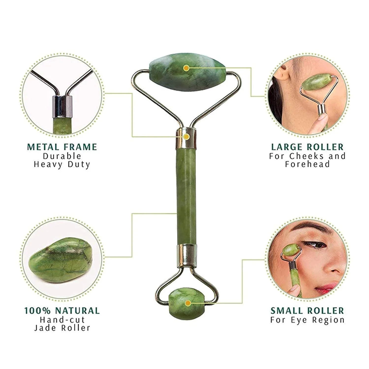 Facial Massager Jade Roller & Gua Sha Tool Natural Himalayan Stone for Face Neck Healing Skin Wrinkles & Serum Application