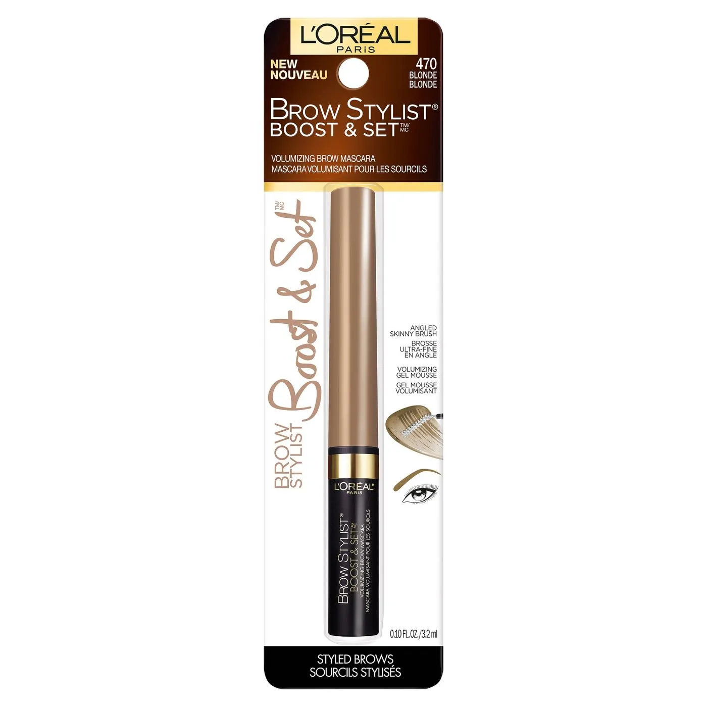 L'OREAL - Brow Stylist Boost & Set Brow Mascara Blonde - 0.1 fl oz (3.2 ml)