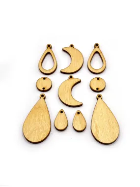 Moon Drop Blank Shapes, Jewelry Pop Outs (1 panel, 10pcs/ea)