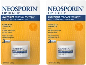Neosporin Lip Health Overnight Renewal Therapy, 0.27 Oz, Pack of 2