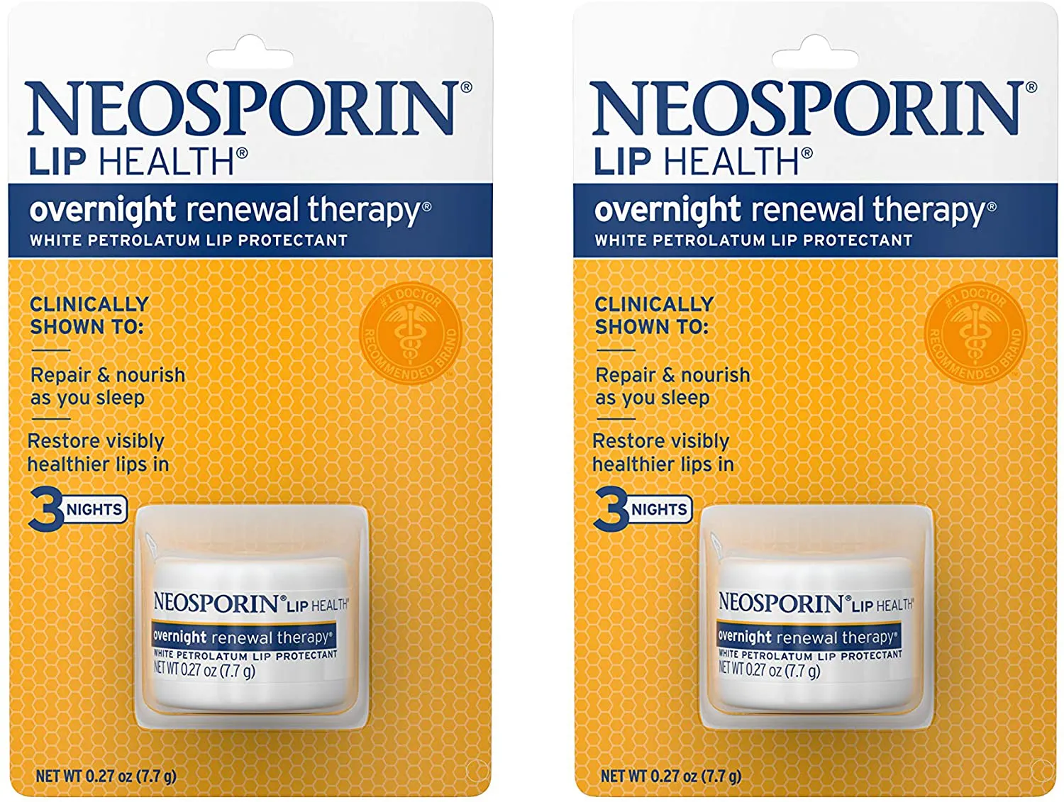 Neosporin Lip Health Overnight Renewal Therapy, 0.27 Oz, Pack of 2