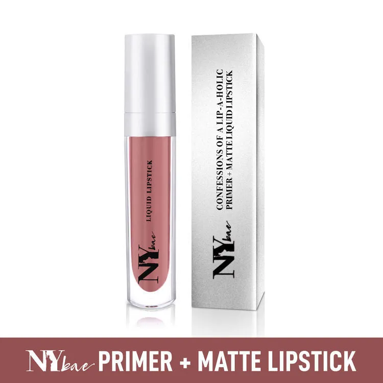 NY Bae Confessions of a Lip-a-holic Liquid Lipstick - Mugs And Hugs 12 (4.5 ml) | Nude Brown | With Jojoba Oil | Rich Colour | Lasts 12  Hours