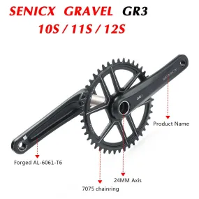 SENICX GR3 Gravel Bike Crankset 40T/42T/44T chainring 165mm 170mm 175mm Crank 10/11S Speed 24MM