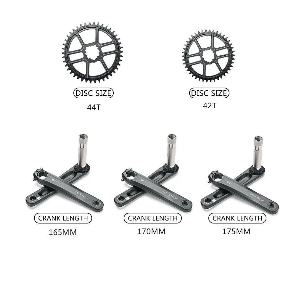 SENICX GR3 Gravel Bike Crankset 40T/42T/44T chainring 165mm 170mm 175mm Crank 10/11S Speed 24MM