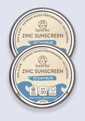 Suntribe Face & Sport Mineral Sunscreen Ocean Blue SPF 50 15g - 2 Pack Saver