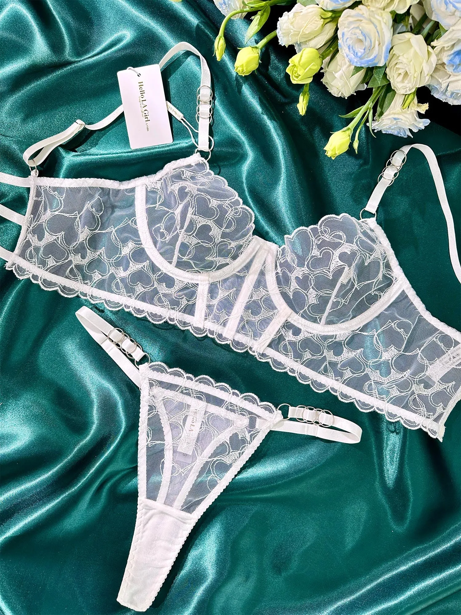 White Embroidery Lingerie Set