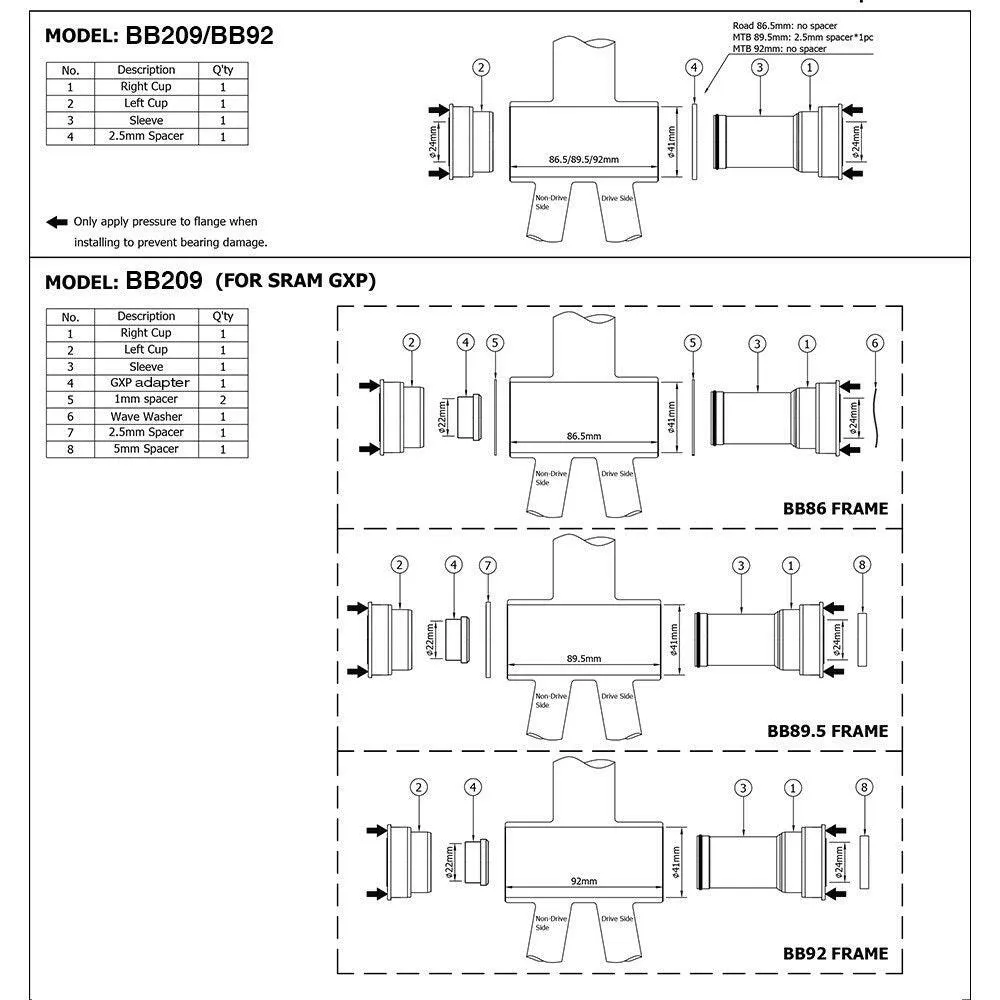 ZTTO Mountain Road Bike Bearing Bicycle Press Fit External Bearing Bottom Brackets for Parts Crankset